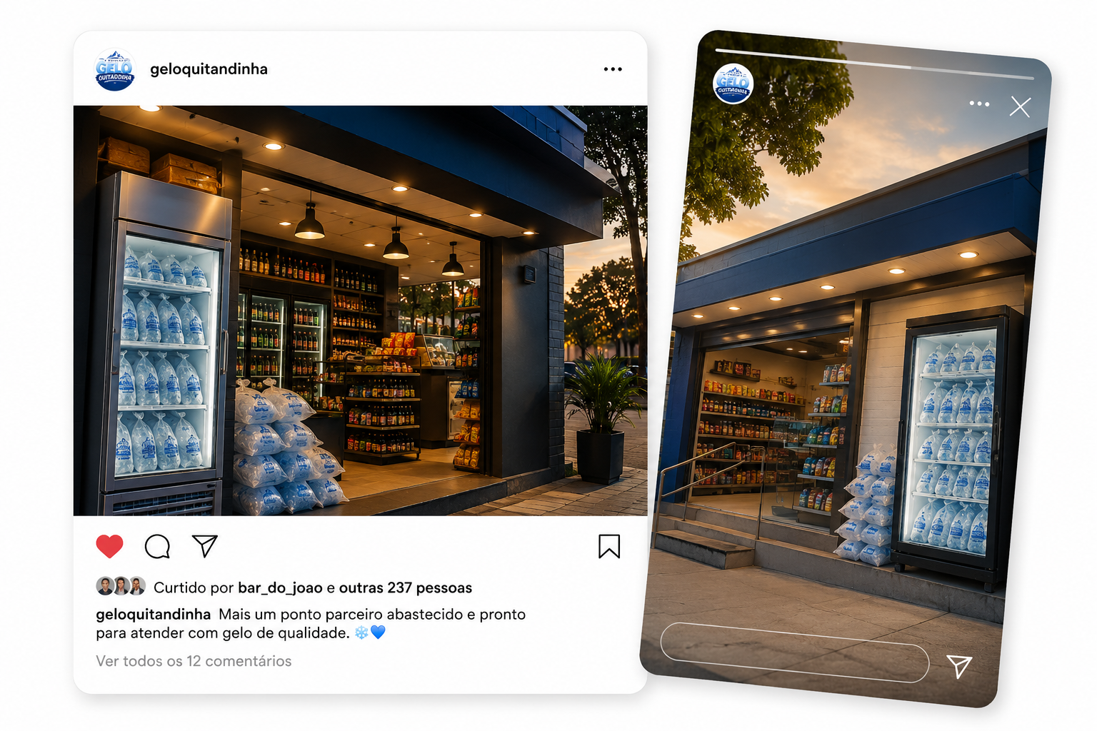 Mockups de posts na página do Instagram
